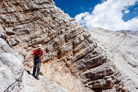 Climber on the descent from Mt Monte Cristallo
