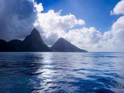 The Gros Piton and Petit Piton volcanoes