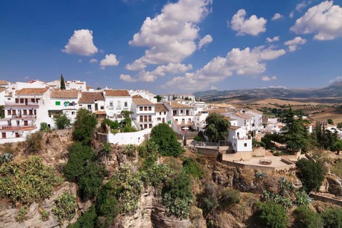 View of houses across El Tajo Gorge
