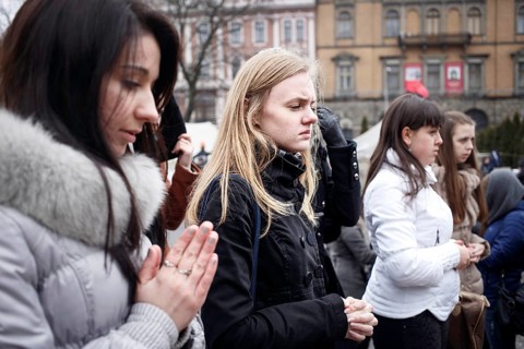 Mourning ceremony for victims of the Euromaidan in Kiev