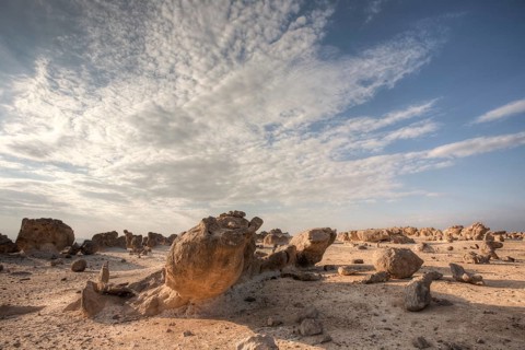 Rock Garden or Duqm Stone Park in the evening light