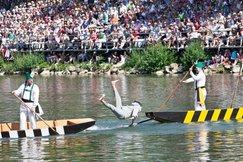 Fischerstechen or water jousting festival on the Danube River