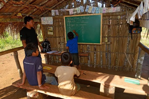 School in a village of the Xavantes people