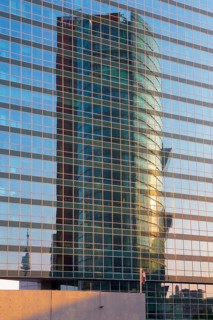 Andromeda Tower reflected in the Tech Gate Vienna building