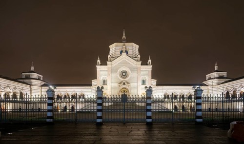 Cimitero Monumentale cemetery at night