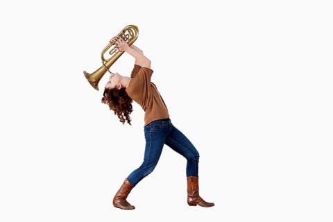 Young Woman playing the trumpet