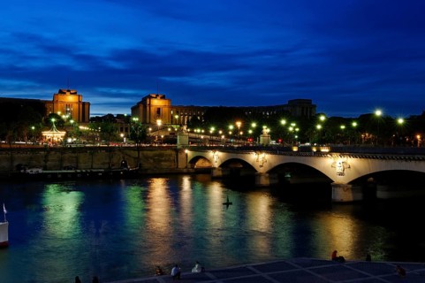 Dusk over the Seine at the Pont d'Iena with Palais de Chaillot