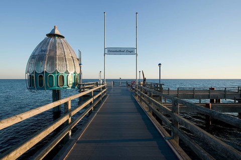 Submerged gondola at the pier