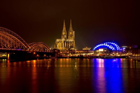 Hohenzollern bridge with Cologne Cathedral and the Musical Dome