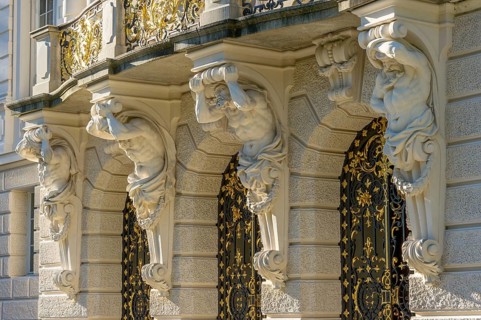 Atlantes on the facade of the south side of Schloss Linderhof Palace