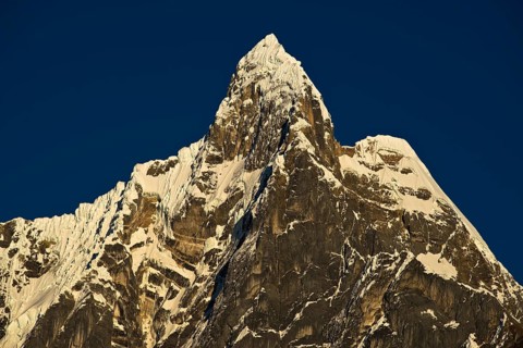 Snow-capped Mt Jirishanca Grande in the morning light