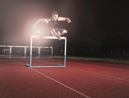Hurdle racing athlete