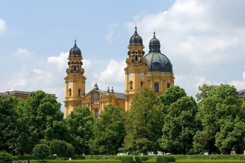 Hofgarten park with Theatine Church
