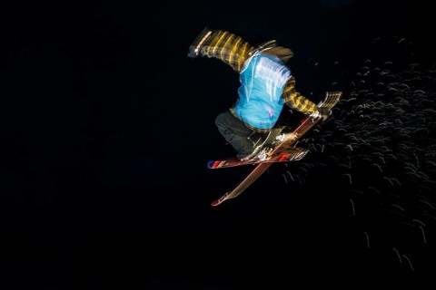 Trick skier with motion blur