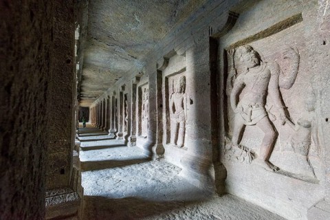 Stone reliefs in cave 16