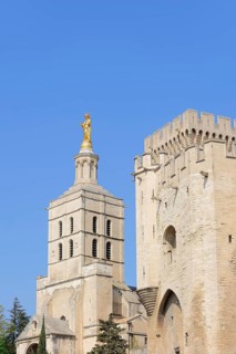 The Palais des Papes or Papal Palace and Avignon Cathedral