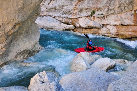 Canoeist in the Verdon Gorge