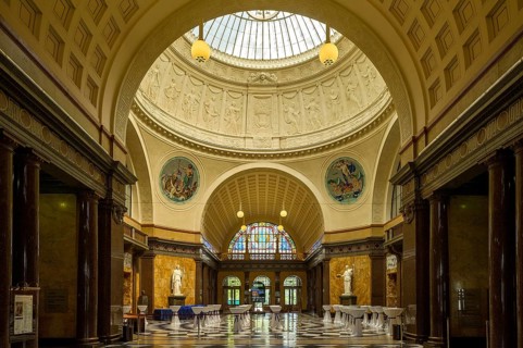 The foyer of the Wiesbaden Kurhaus spa house with casino