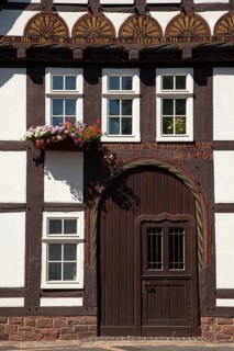 Decorations on the facade of a half-timbered house