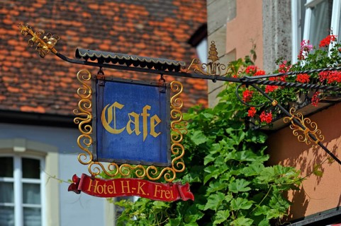 Hanging sign of a cafe