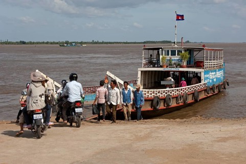 Ferry at the bank of the Mekong River in Phnom Penh