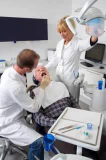Senior man at the dentist