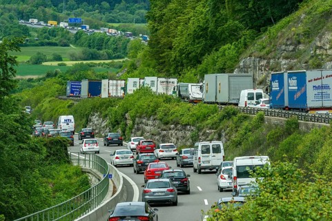 Traffic jam at Kindinger Berg to Greding in the Altmuhltal