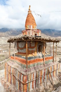 Colourfully decorated Buddhist stupa