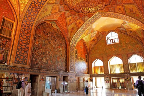 Main hall with murals