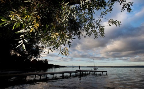 Jetty at Ammersee Lake or Lake Ammer