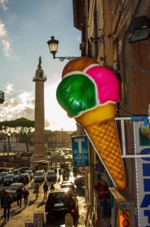 Huge ice cream cone as an advertisement for an ice cream parlour