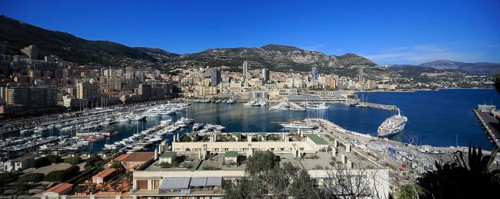 Panorama of Monaco with Port Hercule and the district of Monte-Carlo