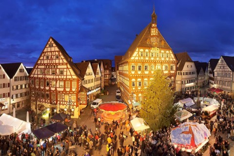 Christmas market in the market square of Markgroningen