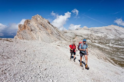 Mountain climbers on the Lavarella Saddle