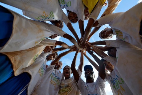 Brazilian children standing in a circle