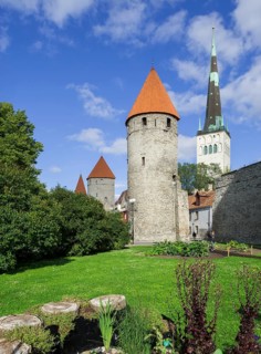 Towers of the town fortification with St. Olaf's Church