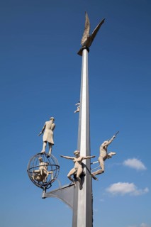 The Magic Column by Peter Lenk on the harbour mole
