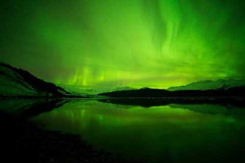 Aurora borealis over College Fjord