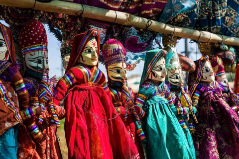 Rajasthany string puppets for sale at the weekly flea market