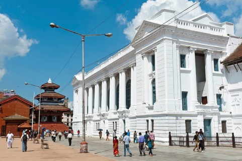 People strolling across Basantapur Durbar Square