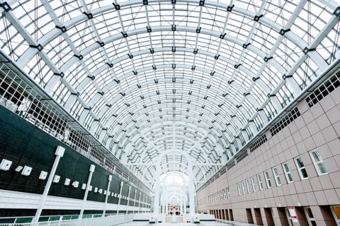 Glass roof of the Galleria exhibition hall at the Frankfurt Messe