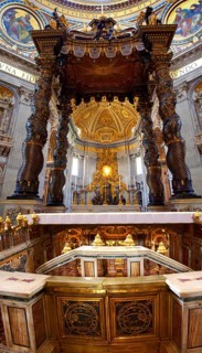 The Tomb of St. Peter and baroque canopy by Bernini in St Peter's