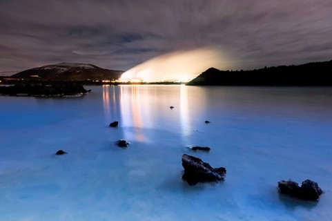 Geothermal plant at night