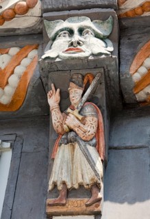 Ornately carved architectural detail of Stiftsherrenhaus building