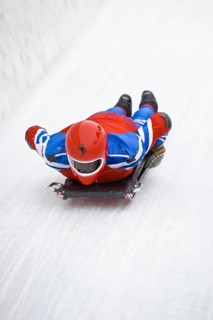 Skeleton rider on the ice track