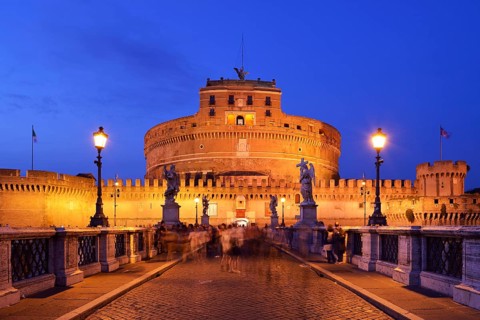 Ponte Sant'Angelo and Castel Sant'Angelo in the evening light