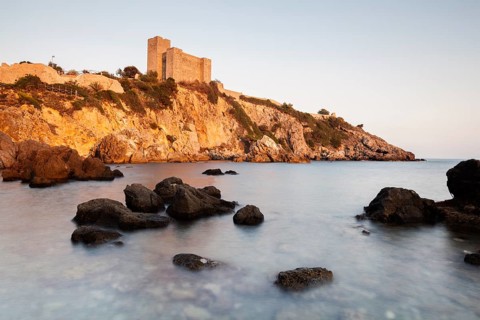 Etruscan castle of Talamone in the evening light