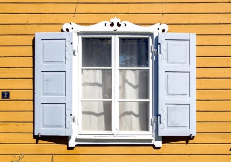 Window on a wooden residential building