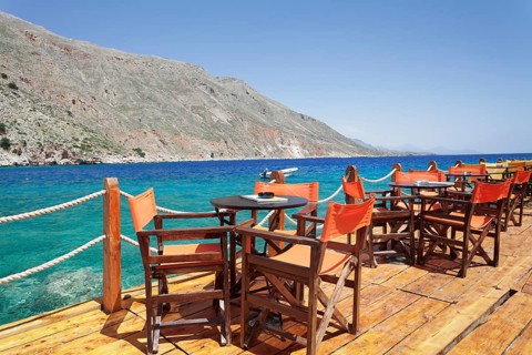 Cafe terrace on the harbour promenade