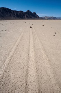 Tracks created by the mysterious moving rocks at the 'Racetrack'